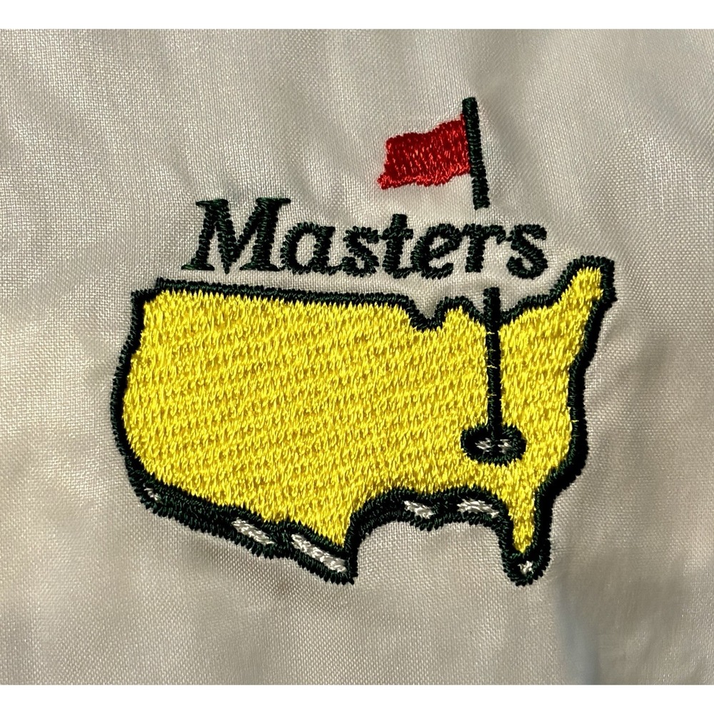 Vtg The Masters Golf Women White Jacket Water Repellent Hood Pockets Slazenger L